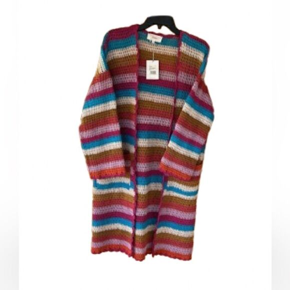 XiRENA Arlet Dream State long sleeve midi crochet cardigan cotton stripes XS - Picture 3 of 17